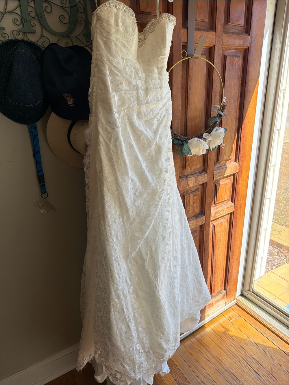 Alfred Angelo Strapless Lace Sweetheart Wedding Gown - White